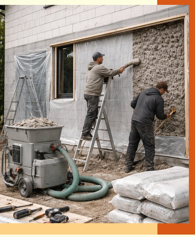 Утепление дома из газобетона эковатой в Сызрани от 4559 руб./м2 | ТепломастерСзр