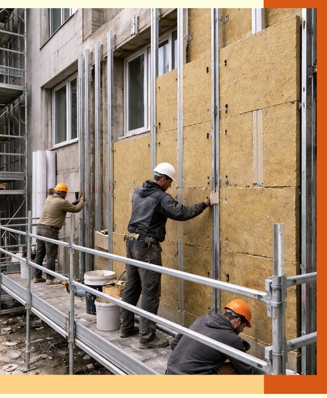 Утепление вентилируемого фасада в Сызрани от 5673 руб/м2 — монтаж и утепление вентфасад | ТепломастерСзр